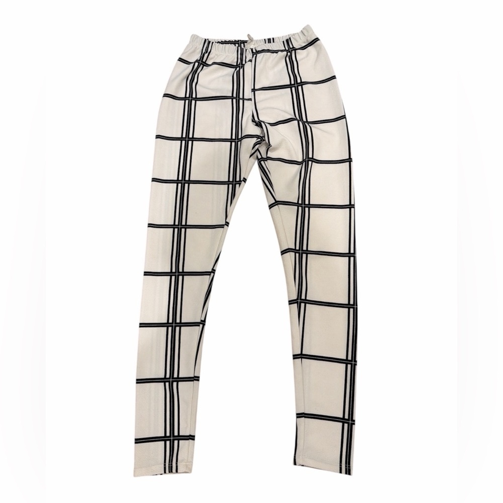Dolce Bianca Size Small Black and White Checkered Textured Leggings